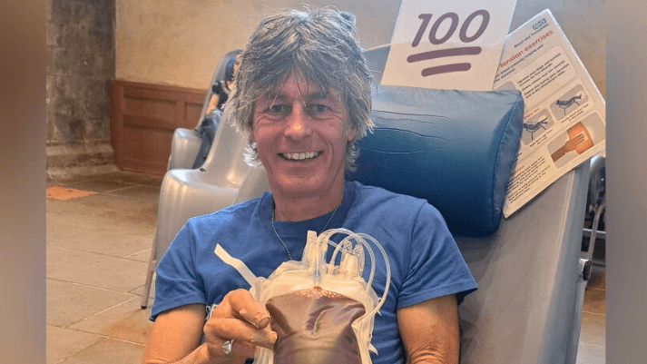 Man with rare blood type makes 100th donation