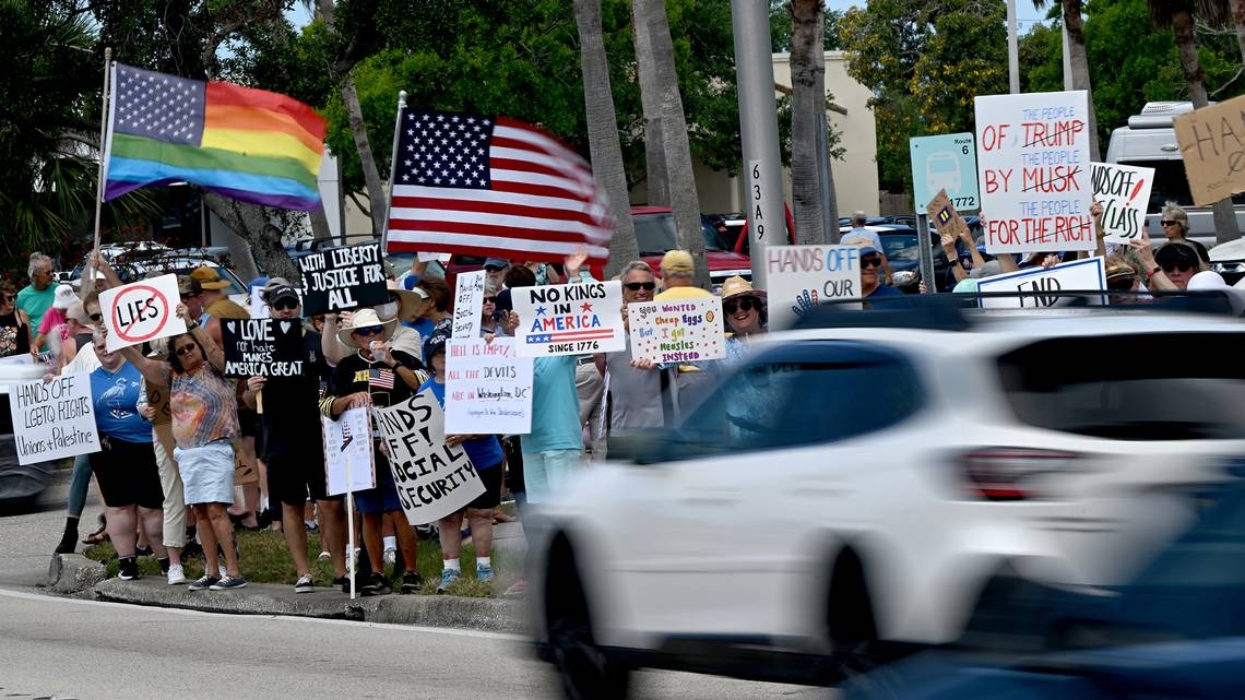 Manatee County residents join nationwide Hands Off protest against Trump policies