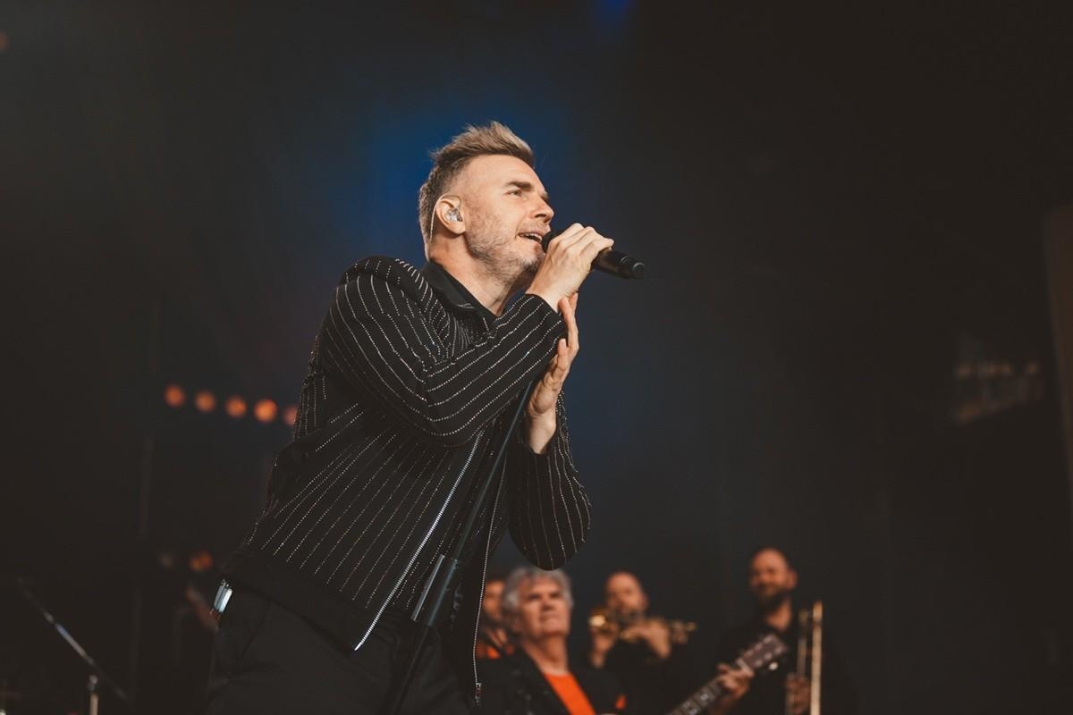 Greatest Day among hits sung by Gary Barlow at Halifax's Piece Hall