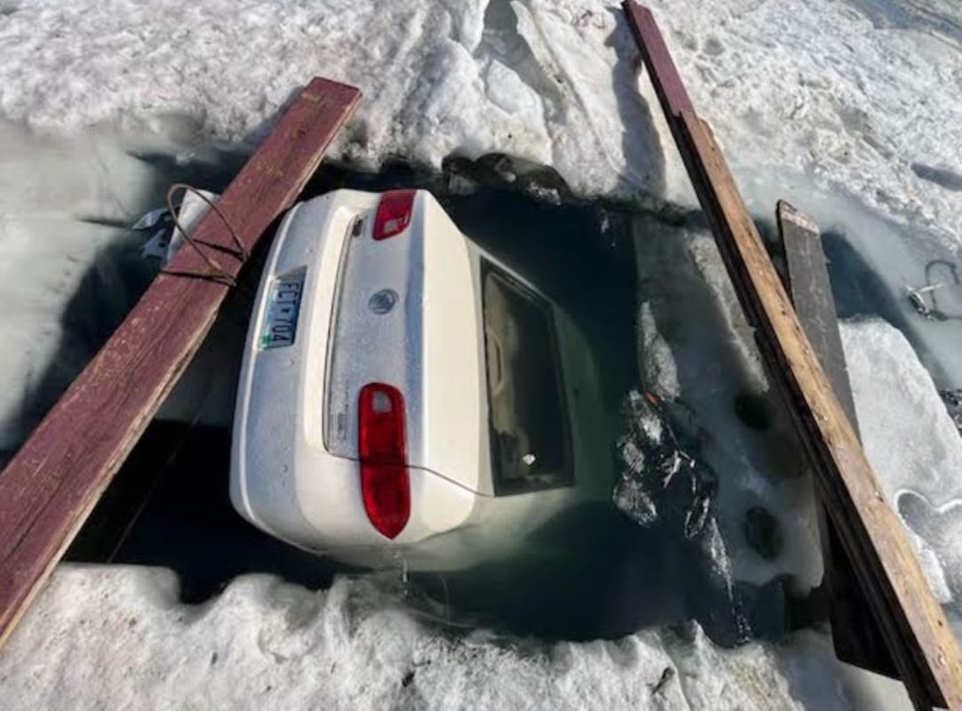 Frozen Buick that became a viral sensation on White Bear Lake is finally removed