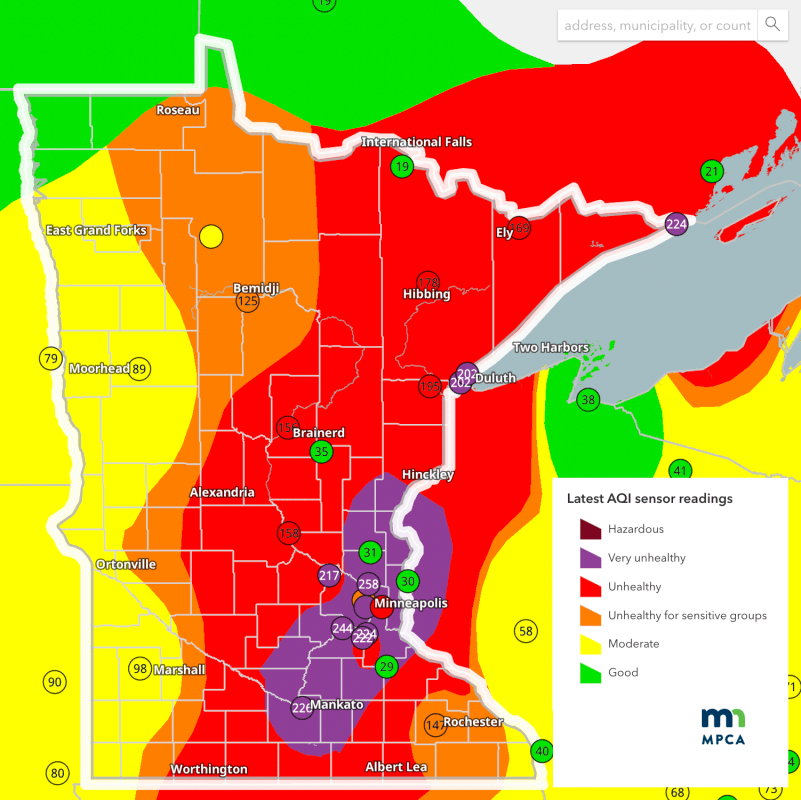 Wildfire smoke engulfs the Twin Cities and rain isn't helping