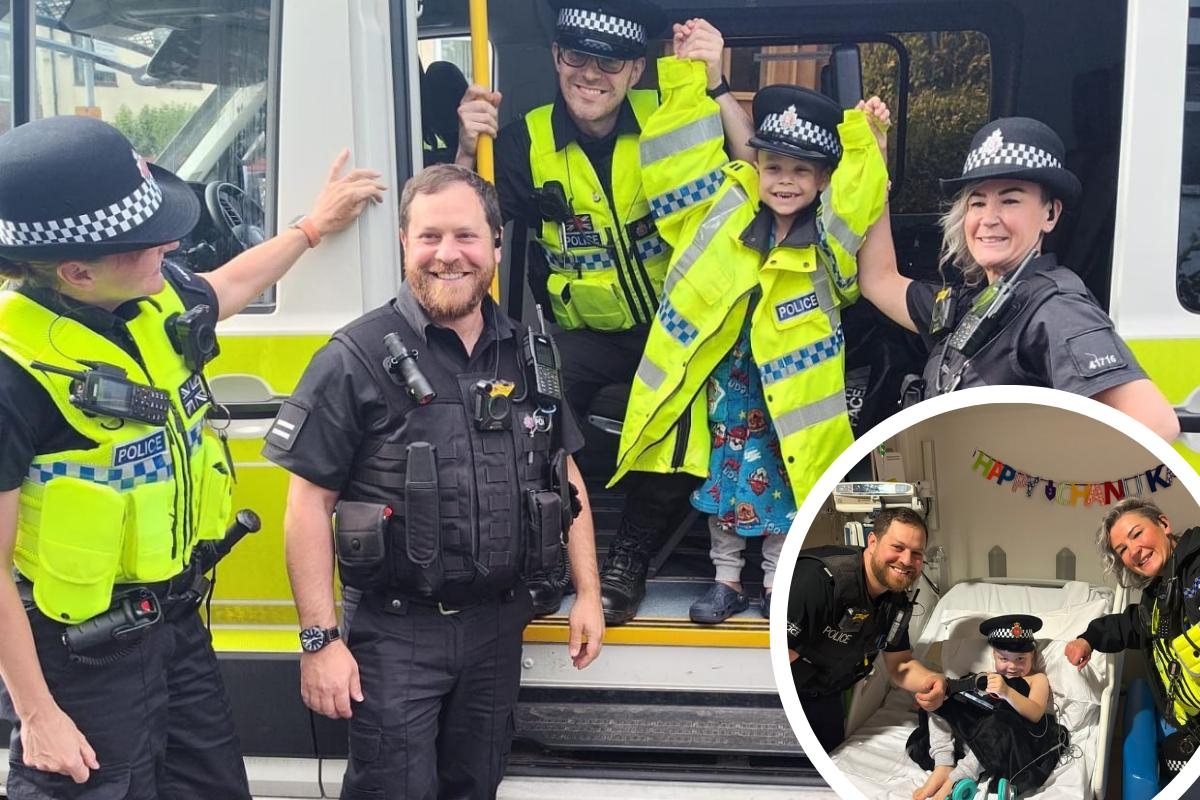 Boy, 5, having leukaemia treatment enjoys surprise police visit