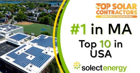 Solect Energy Ranks #1 in Massachusetts on 2025 Solar Power World Top Solar Contractors List