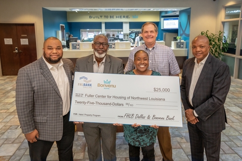Federal Home Loan Bank of Dallas and Bonvenu Bank Award $25K Grant to The Fuller Center for Housing of Northwest Louisiana