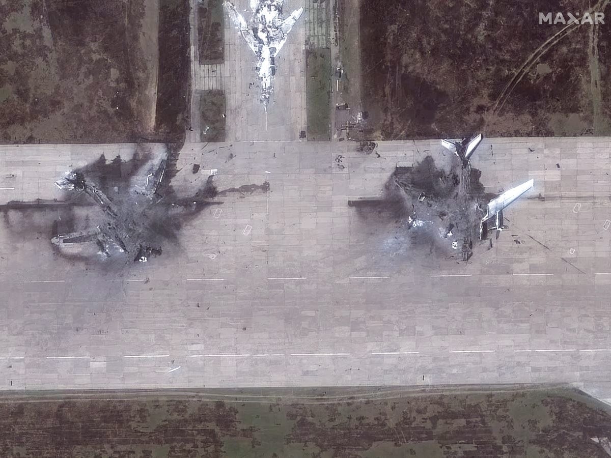 Before and after satellite images show the damage swarms of exploding Ukrainian drones inflicted on Russia's bombers