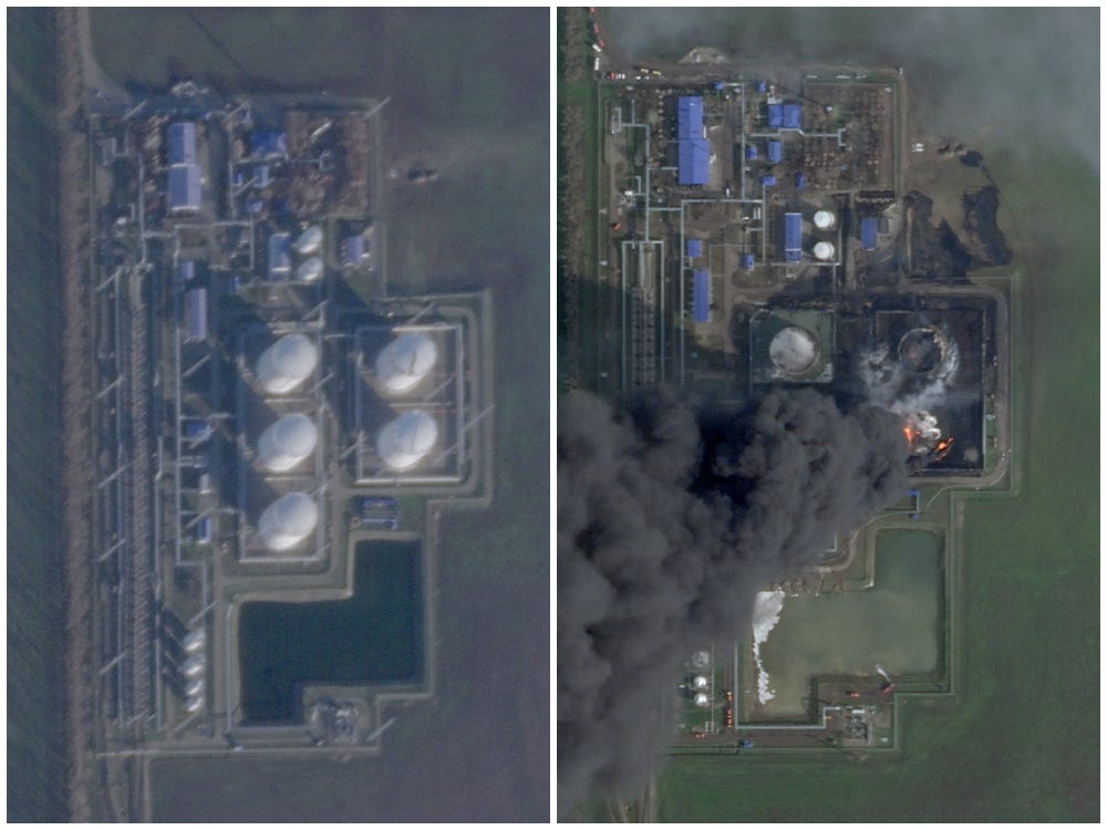 An oil pumping station in Russia burned for a week after a drone strike. The company says it's affected shareholders.