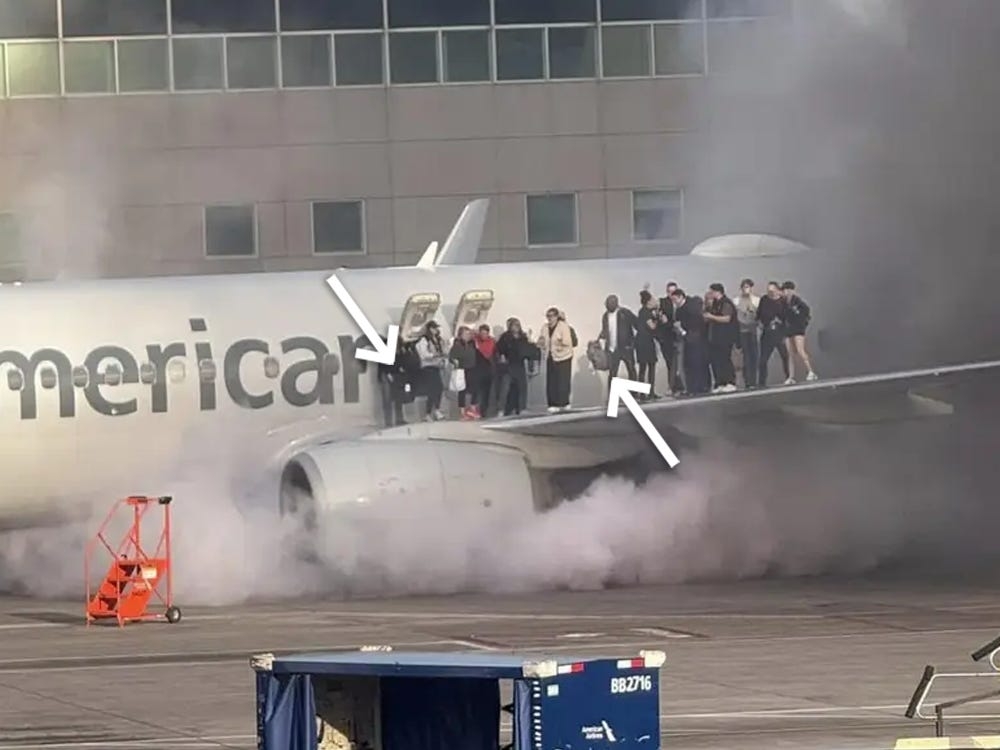 Photos from the American Airlines fire show passengers made a huge mistake