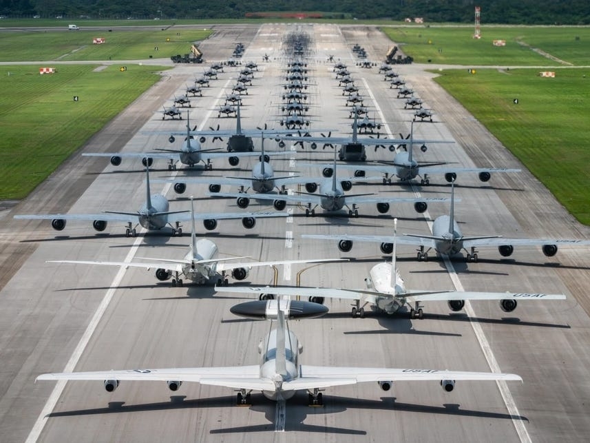 US Air Force's massive 53-aircraft runway exercise 'sends a message you can't ignore' to rivals like China