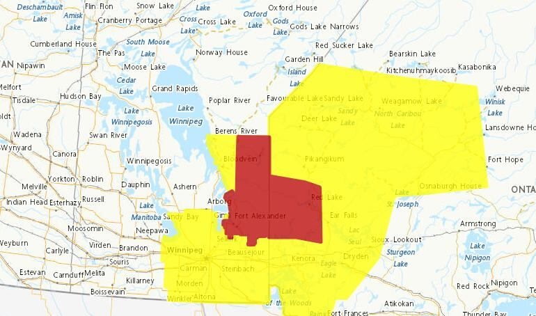 Tornado warning issued in eastern Manitoba, possible funnel cloud over Powerview-Pine Falls