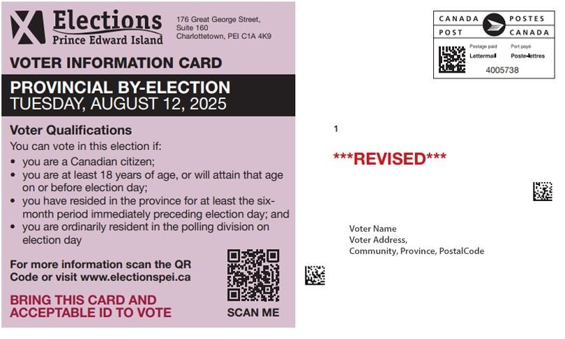 Elections P.E.I. sending out new voter cards for upcoming byelections due to printing errors