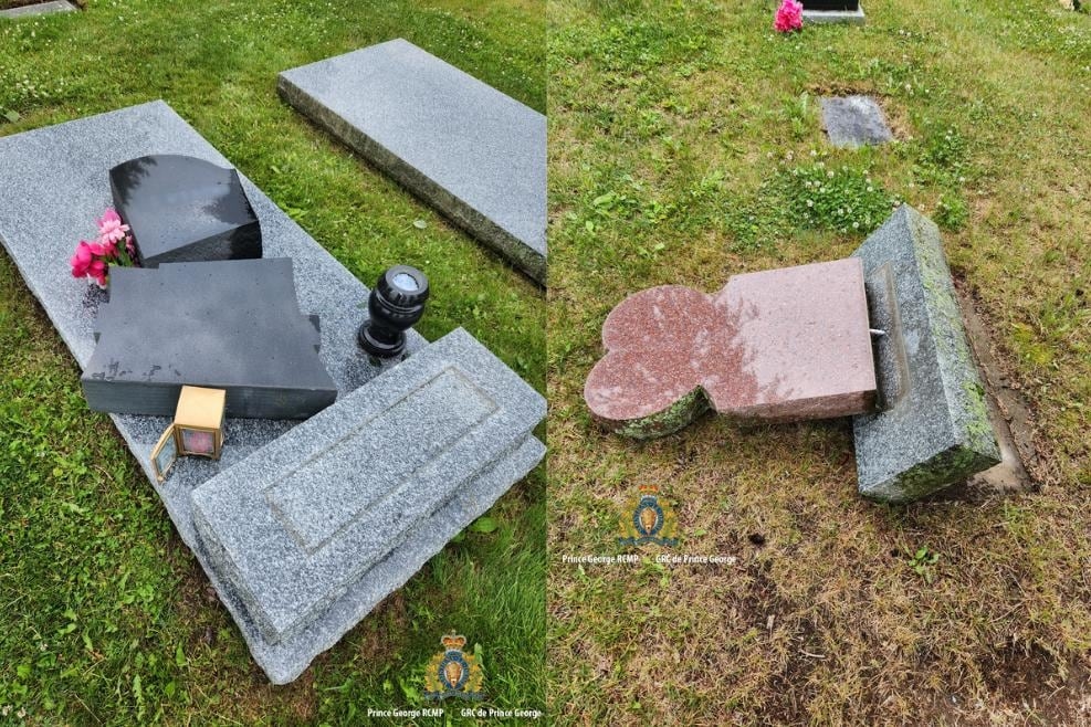Prince George RCMP investigate $25,000 in damage to cemetery headstones