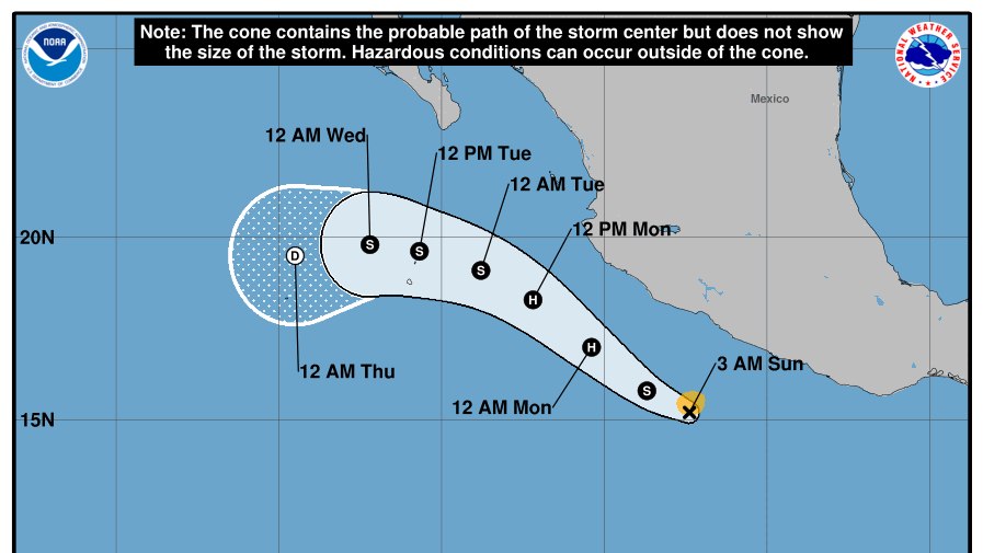 Tropical Storm Barbara forms off the southwestern coast of Mexico