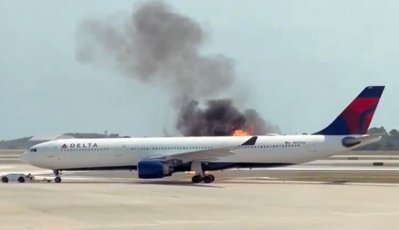 Delta plane catches fire at Orlando airport, passengers evacuate on slides