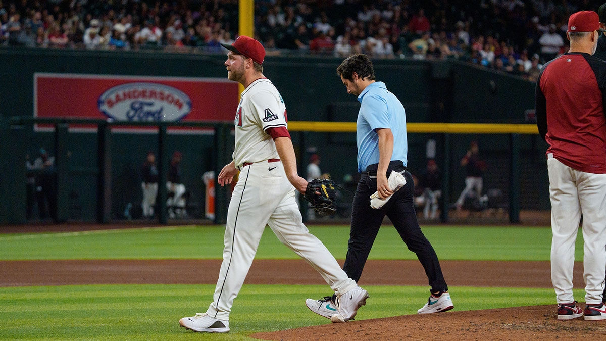 Diamondbacks' Corbin Burnes exits Nationals game with apparent arm injury