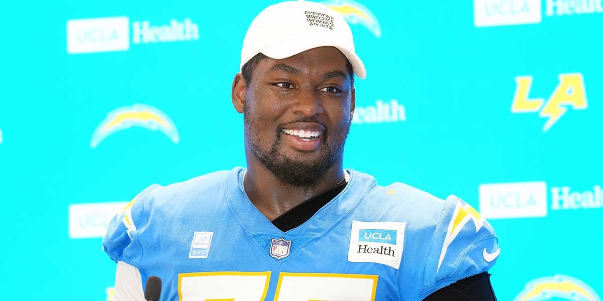Chargers' Jim Harbaugh sounds off on Zion Johnson's trial run at new position
