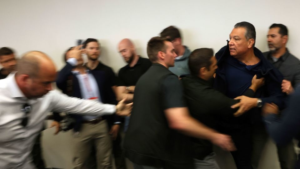 US senator forcefully removed from DHS event in LA, triggering Democratic outcry on Capitol Hill