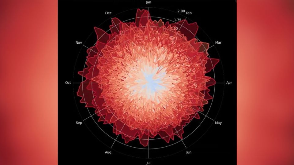 A striking new visualization looks like a flower in bloom but tells an alarming story about what's happening to the planet