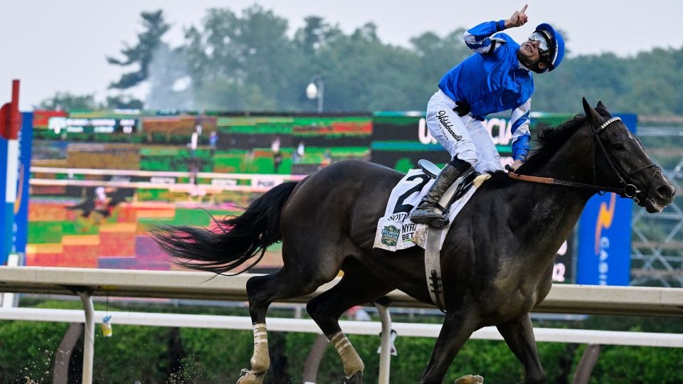 Sovereignty wins the 2025 Belmont Stakes