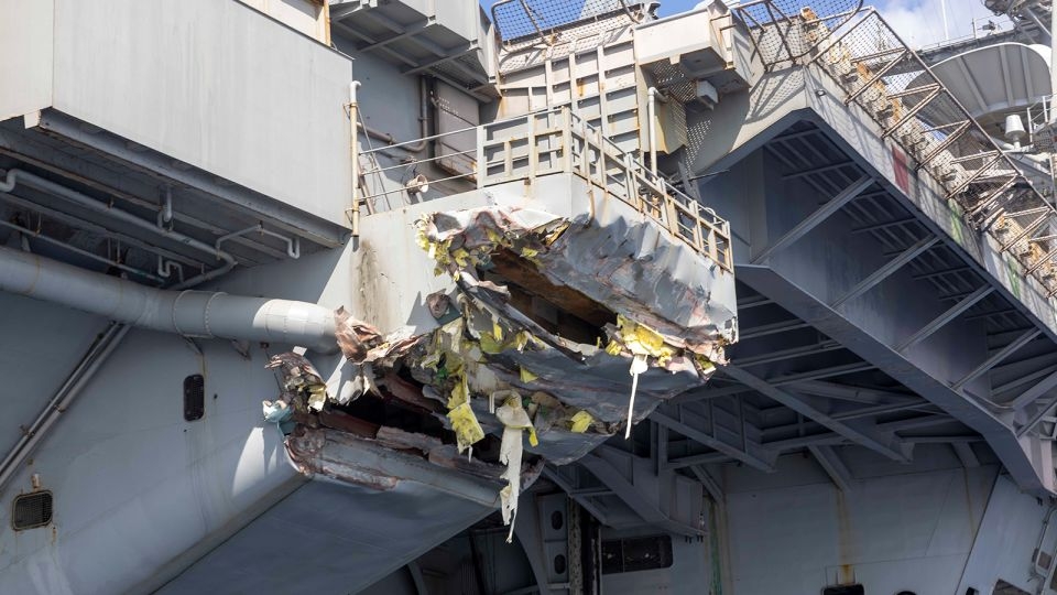 New photos show damage to US aircraft carrier after collision