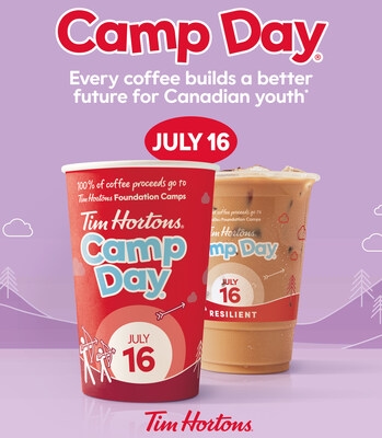 Tim Hortons® Camp Day® is back on July 16 with 100% of proceeds from hot and iced coffee sales donated to Tim Hortons Foundation Camps!