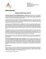 NAMIBIA OPERATIONAL UPDATE