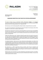 MANAGING DIRECTOR & CHIEF EXECUTIVE OFFICER APPOINTMENT
