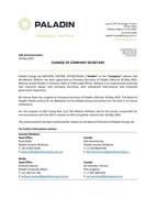 CHANGE OF COMPANY SECRETARY