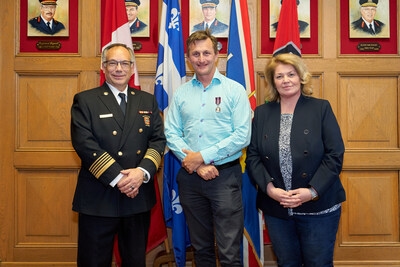 The President of the Montreal Firefighters Association is honoured with a King Charles III Coronation Medal