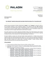 PLS PROJECT WINTER DRILLING DELIVERS POSITIVE RESULTS AT SALOON EAST