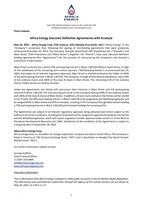 Africa Energy Executes Definitive Agreements with Arostyle