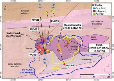 PAN GLOBAL INTERCEPTS FURTHER HIGHER-GRADE GOLD AND COPPER MINERALIZATION AT CÁRMENES PROJECT, SPAIN