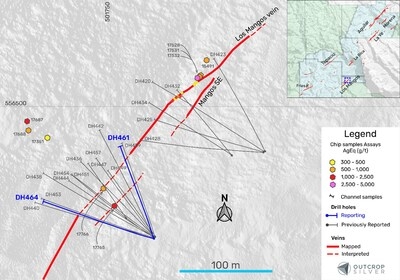 OUTCROP SILVER EXPANDS LOS MANGOS VEIN SYSTEM WITH NEW HIGH-GRADE INTERCEPTS INCLUDING 3.86 METRES AT 621 g/t SILVER EQUIVALENT