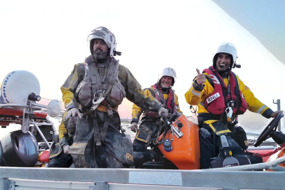 Lifeboat volunteer finds himself in a spot of bother during mud rescue mission