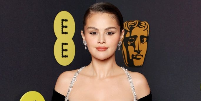 Selena Gomez's plunging dress is absolutely dripping with crystals at the 2025 BAFTAs
