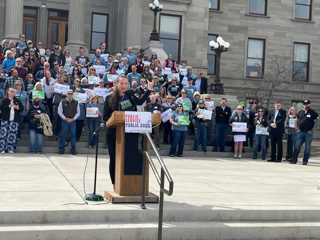 Montana Federation of Public Employees members rally at Capitol