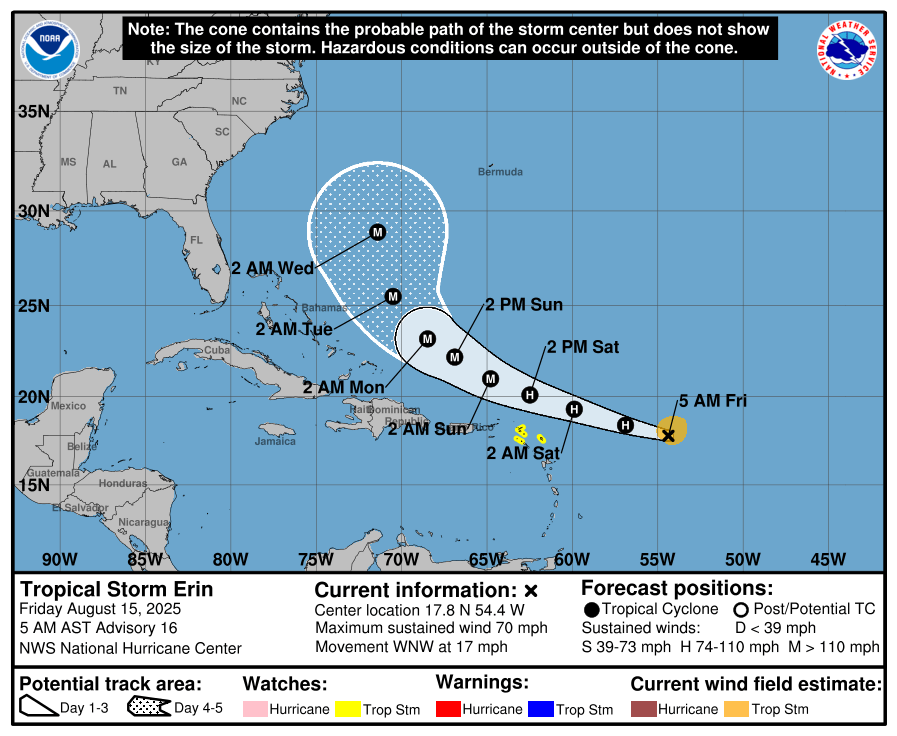 Track Hurricane Erin path as it moves through Atlantic. Latest spaghetti models
