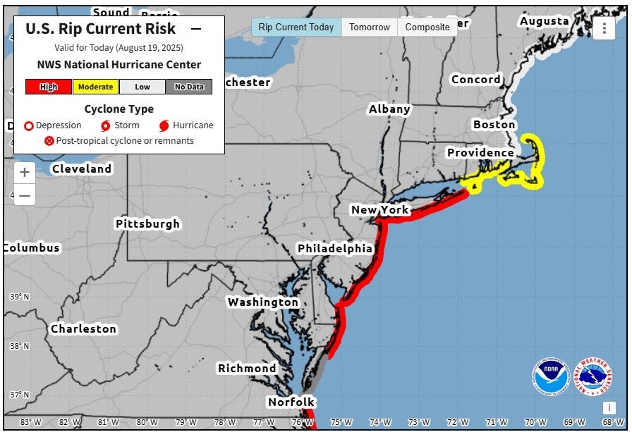 Hurricane Erin to pass by Del, NJ during August new moon; what that means for high tides