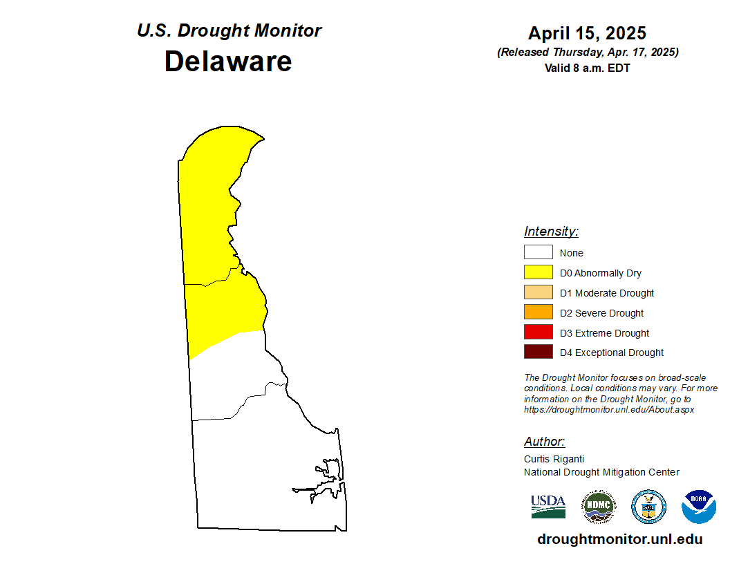 Delaware has been mostly pulled out of severe drought