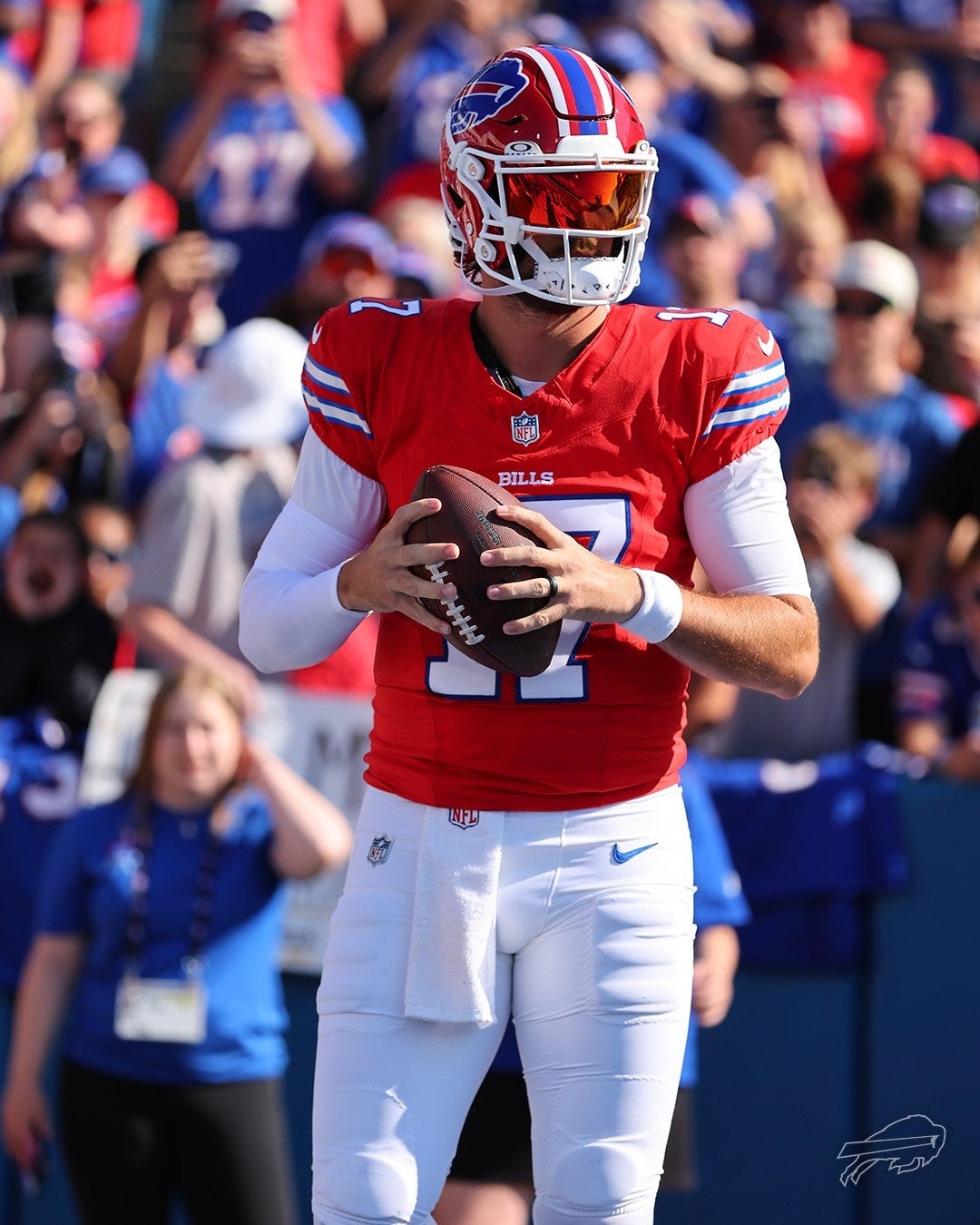 Buffalo Bills' Blue and Red game updates: Josh Allen wears throwback red helmet