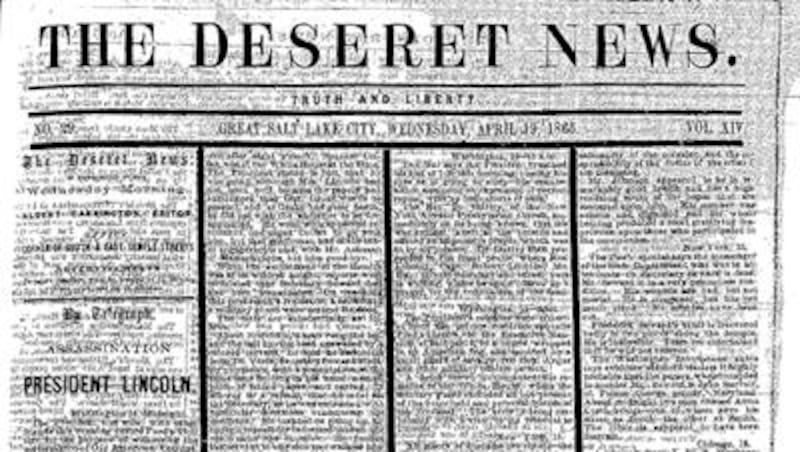 Deseret News archives: Nation mourned after President Lincoln's death at assassin's hands