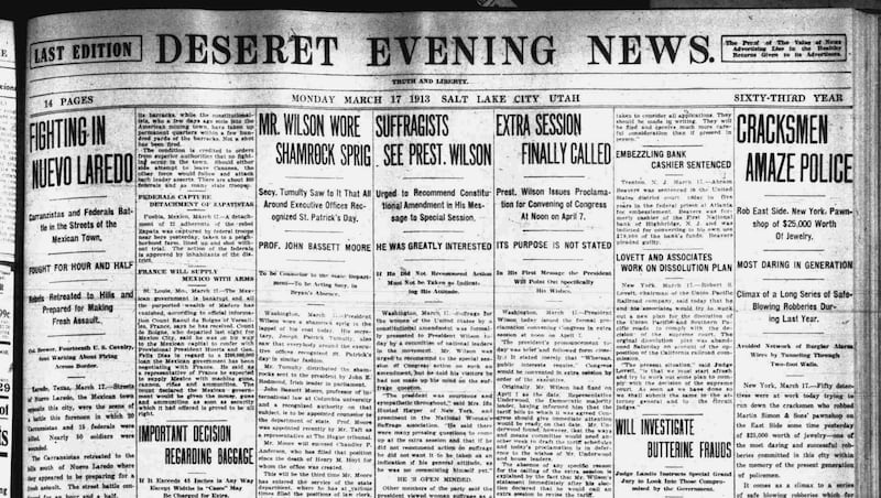 Deseret News archives: President Woodrow Wilson held first-ever presidential press conference ... in 1913