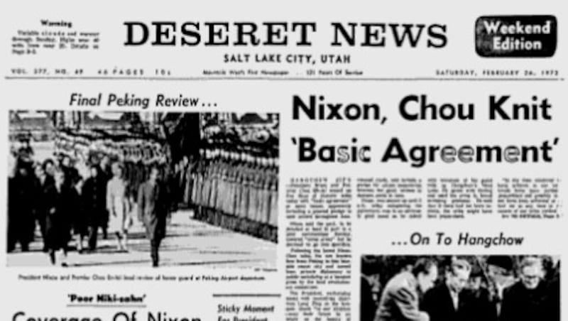 Deseret News archives: Nixon's trip to China concluded with a promise and a couple of pandas