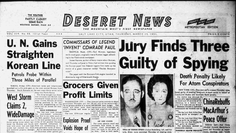 Deseret News archives: Rosenberg case in 1951 was part of Cold War fervor in America