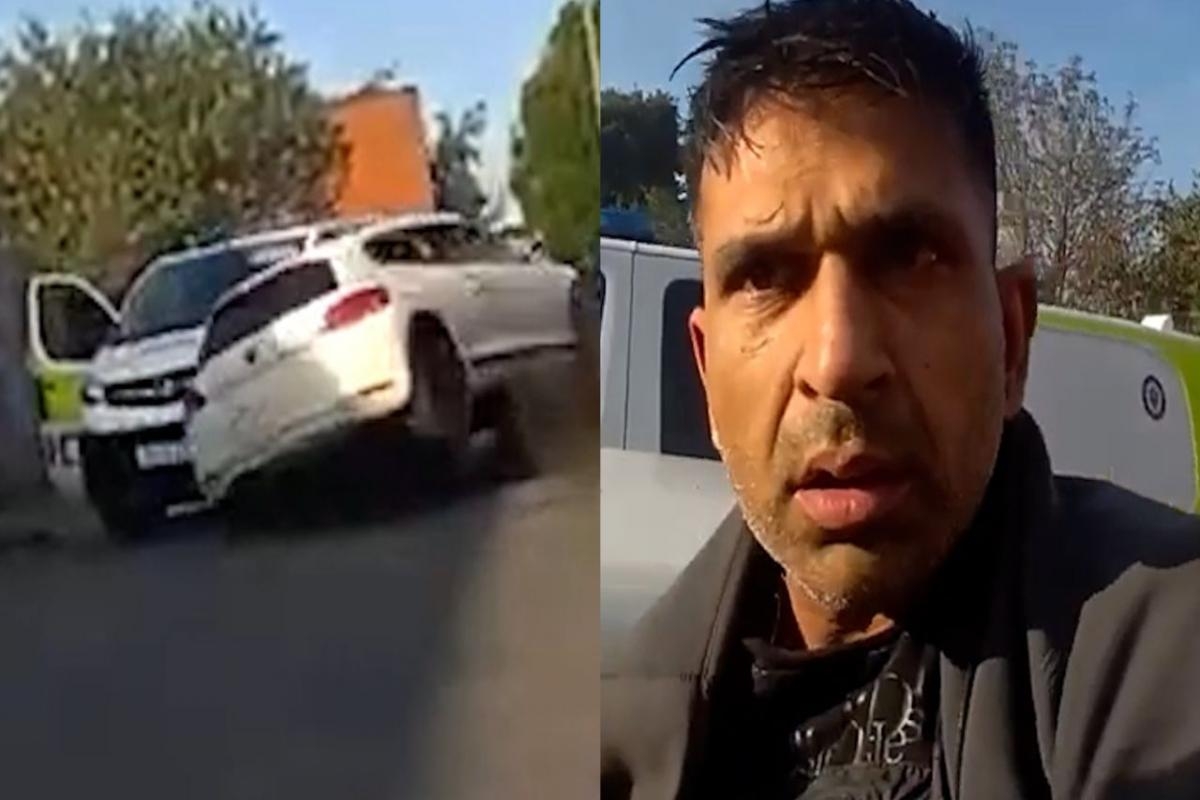 Banned driver rams police cars and almost hits officer in bid to escape