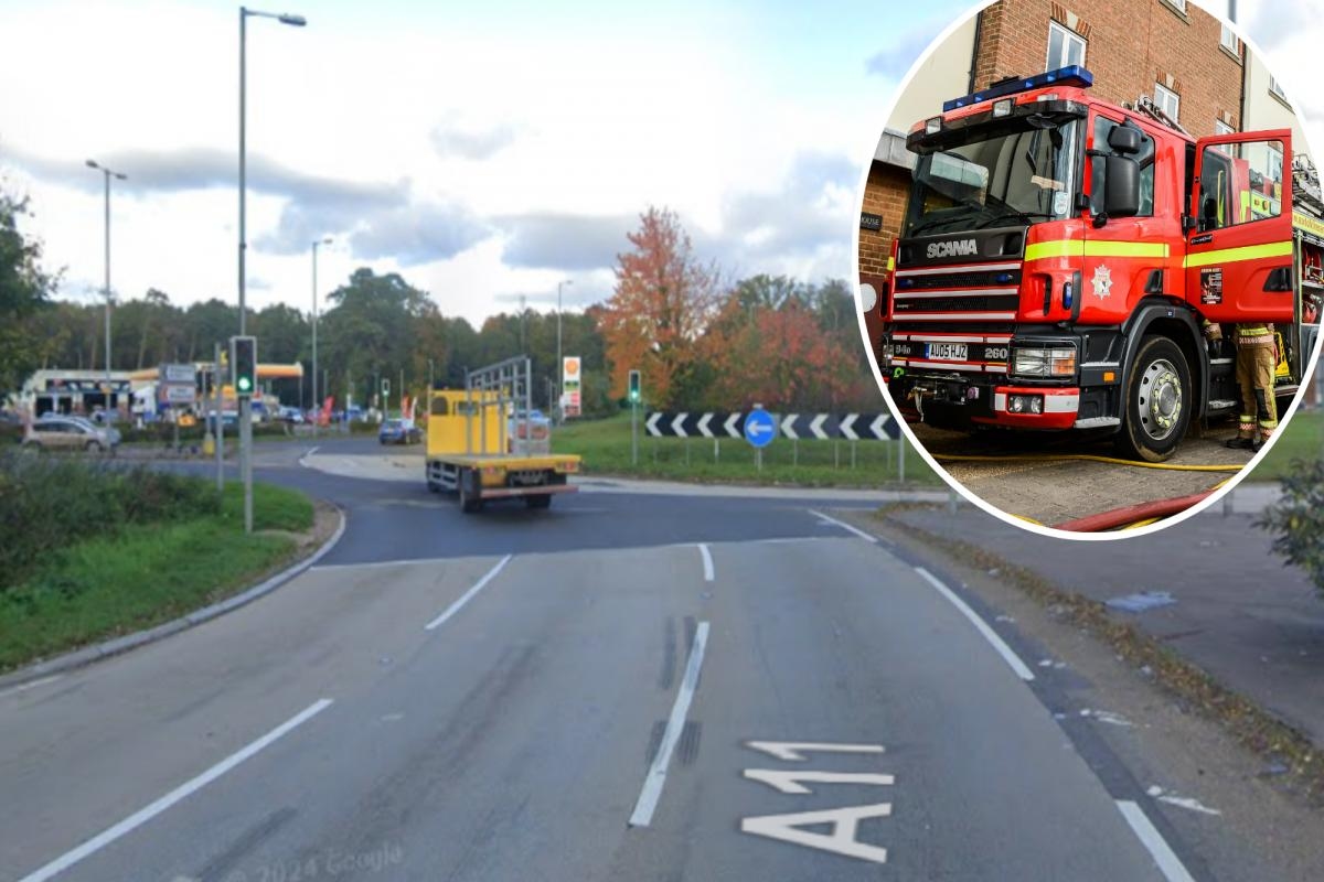 Car ends up in ditch in late-night crash on A11