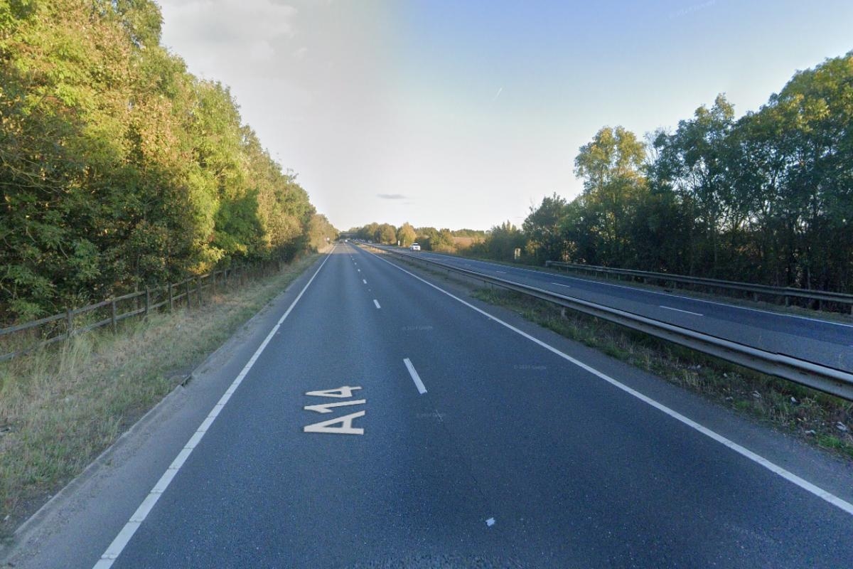 A14 CLOSED in both directions after two-lorry crash