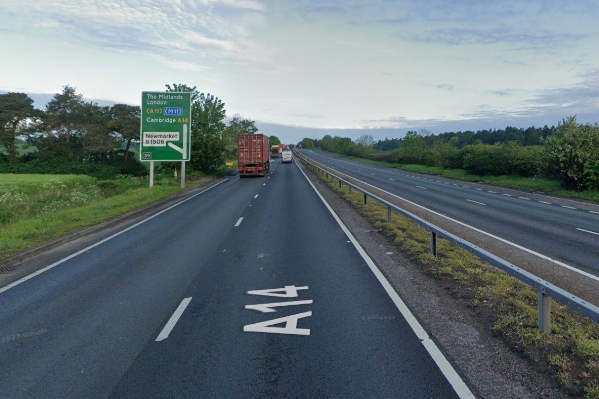 Large part of A14 shut due to overrunning work