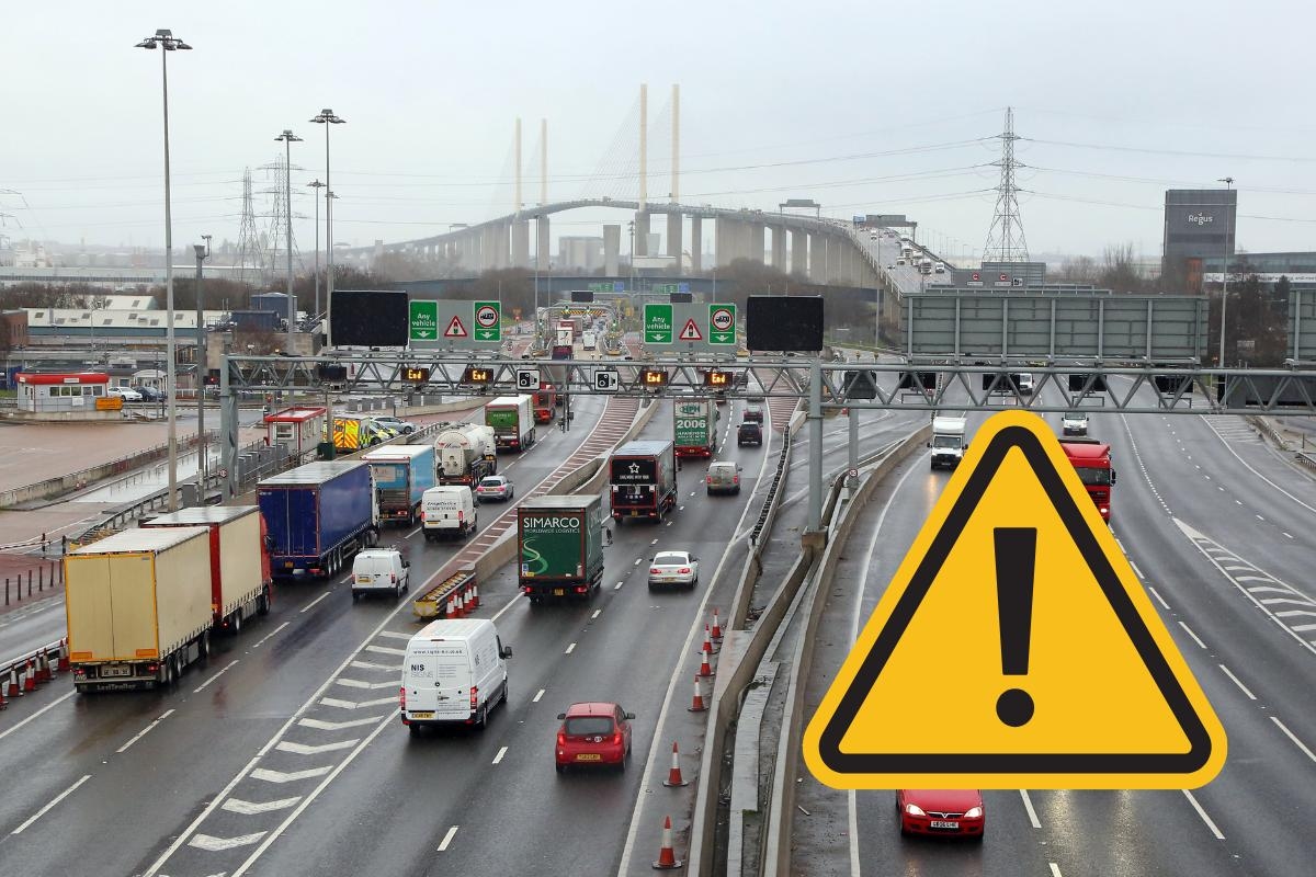 Drivers facing delays on south Essex M25 Dartford Crossing approach