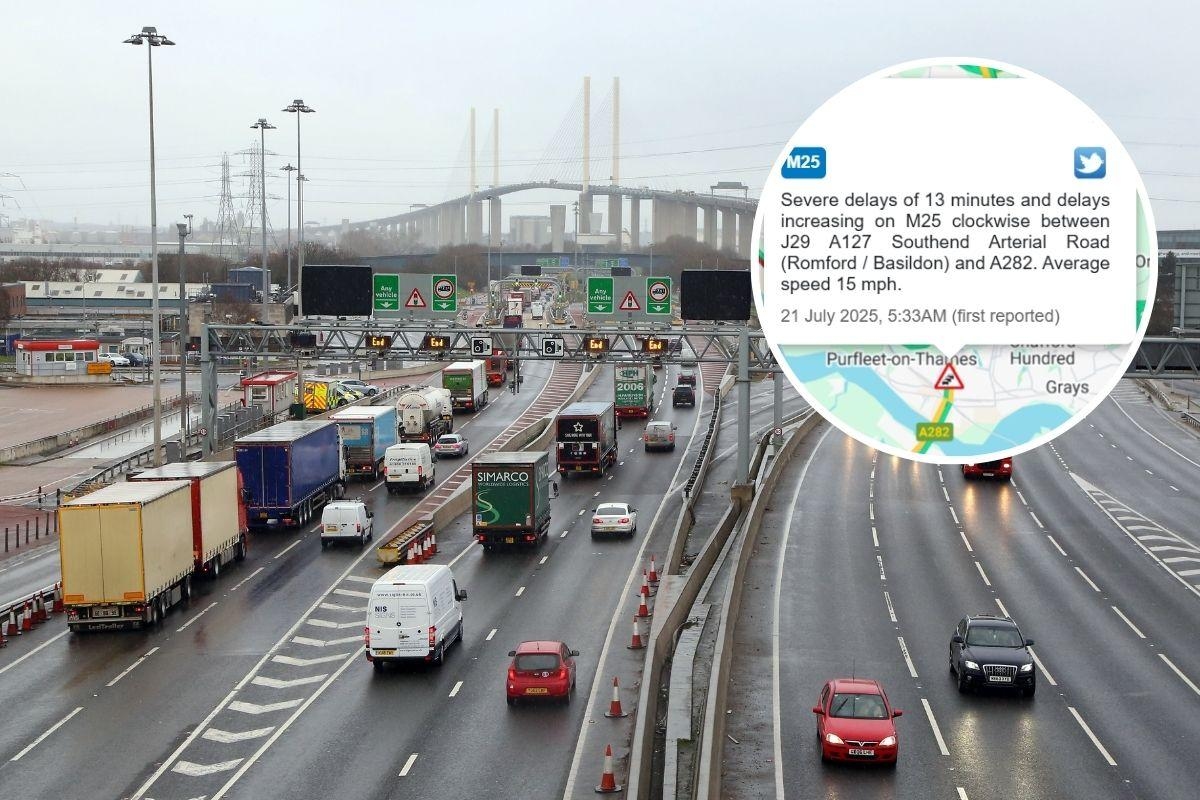 Severe south Essex delays on M25 with two lanes closed after earlier crash