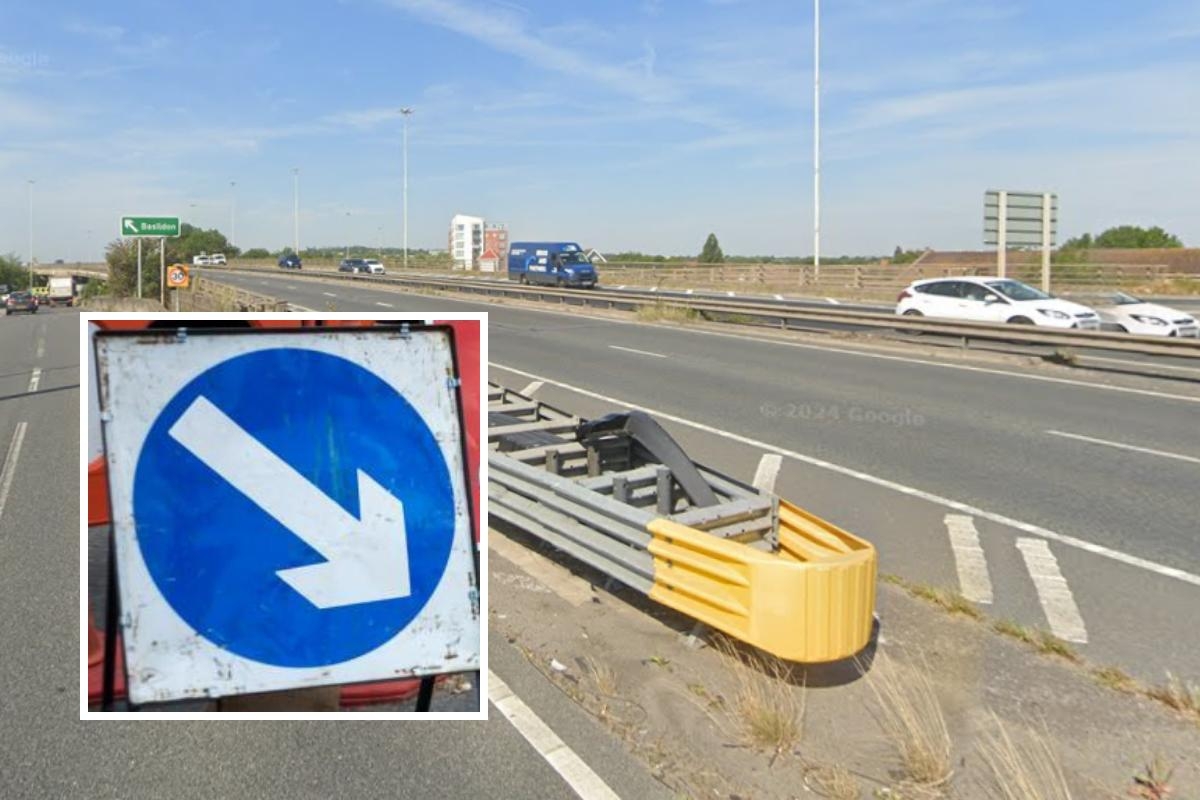 Long queues as fallen power lines cause severe delays on A13 in south Essex
